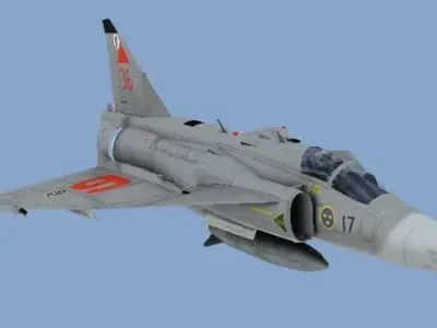 JA 37D Viggen Low-poly 3D model