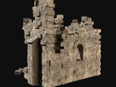 MEDIEVAL ANCIENT CASTLE RUIN RUINS WALLS TOWER WALL COLLECTION Low-poly 3D model