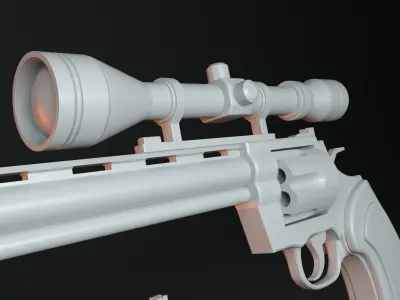 Revolver 3 types standard short and tuned Low-poly 3D model