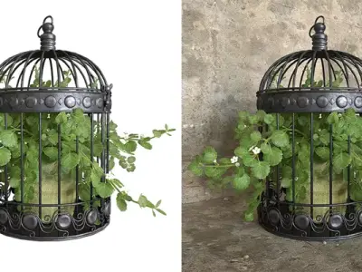 Ivy in a bird cage Free 3D model