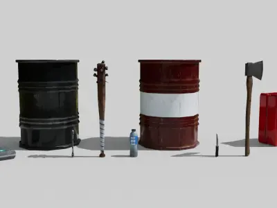 Low Poly Apocalyptic Survival Asset Pack Low-poly 3D model