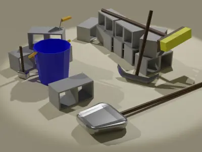 Low Poly Industrial Tools Set Low-poly 3D model