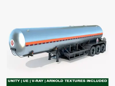 Gas Tank Trailer 04 For Heavy Truck All PBR Unity UE Textures Low-poly 3D model
