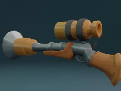 Gameready stylized blunderbuss Free low-poly 3D model