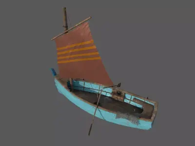 Wooden Fisher Boat 3D model