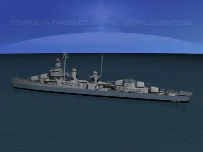 Fletcher Class Destroyer DD-514 USS Thatcher 3D model