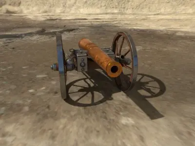 Cannon flying in air Free low-poly 3D model