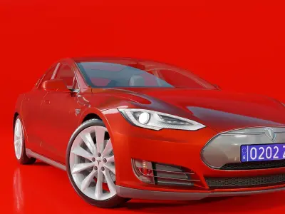 Tesla MODEL S car with heart Free 3D model