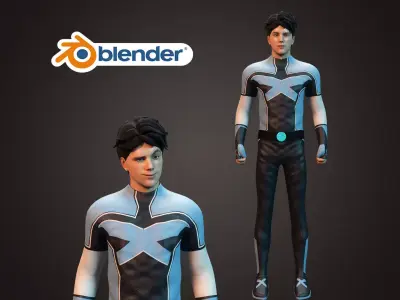Male rigged game character Low-poly Low-poly 3D model