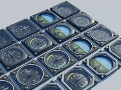 Airplane instruments pack Low-poly 3D model