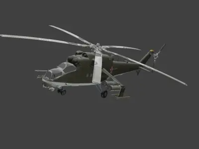 Mi-24V Hind Military Helicopter 3D model