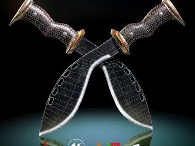 HIE Game Ready Kukri Low-poly 3D model