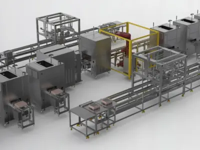 Battery laser welding machine production line 3D model