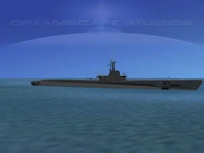 Balao Class Submarine SS347 USS Cubera VHP 3D model