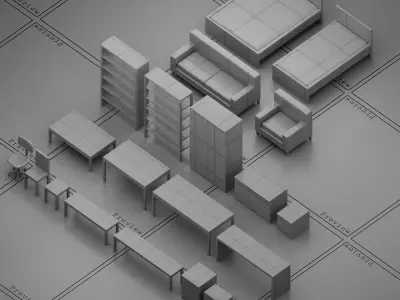 Furniture Collection For Blocking Free low-poly 3D model