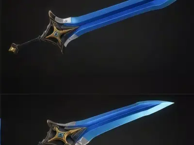 Magical Fantasy Sword Low-poly 3D model