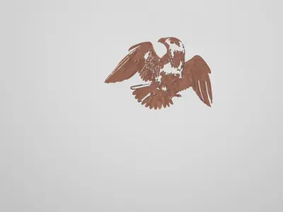 2D to 3D design of Eagle  Low-poly 3D model