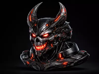 Infernal Cyber Demon Skull Mech Helmet 3D model