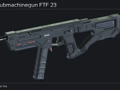 Scifi Submachinegun FTF 23 Low-poly 3D model