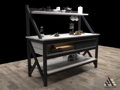 Coffee corner 05- furniture Free low-poly 3D model