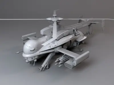 Jigabachi helicopter with guns 3D model
