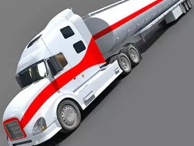 Red Striped Truck 4 3D model