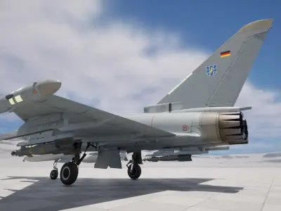 Rigged Eurofighter Typhoon Fighter Jet Low-poly 3D model