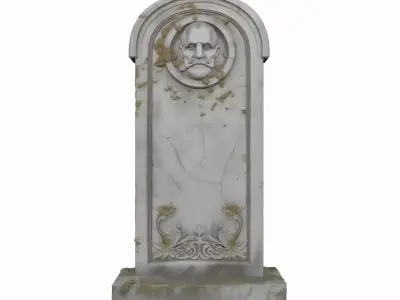 Realistic 3D Foam Tombstone Model with Floral Cracks 3D model