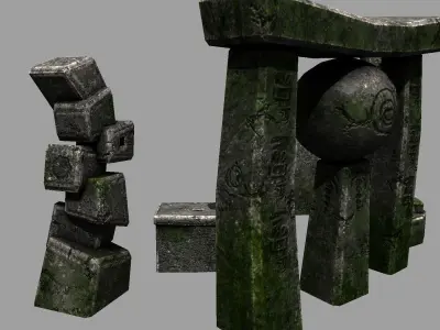 Ancient Alien Monolith Set Free low-poly 3D model