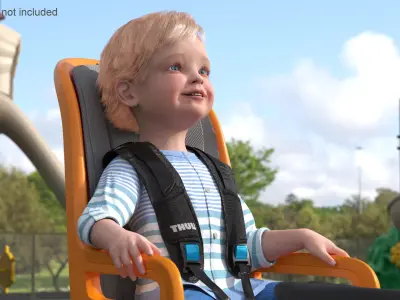 Toddler in Thule Safety Seat on Bike 3D model
