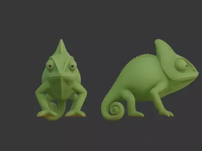 Cameleon 3D scan print Low-poly 3D model
