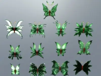 Butterflies 2 Animated  Low-poly 3D model