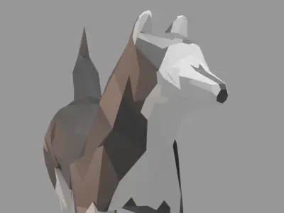 Low Poly Husky Dog Rigged Low-poly 3D model