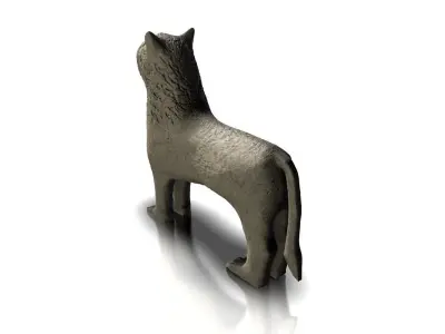 Ancient stone lion Low-poly 3D model