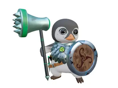 Powi penguin warrior Low-poly 3D model