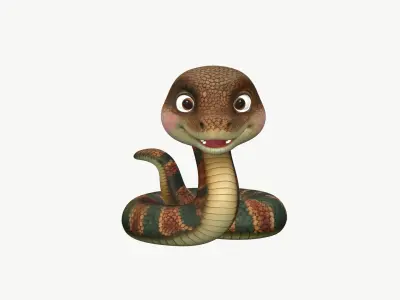 Realistic Cute 3D Snake Character 3D model