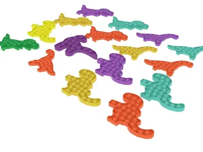 Dinosaur Pop It Fidget Toys Set 3D model