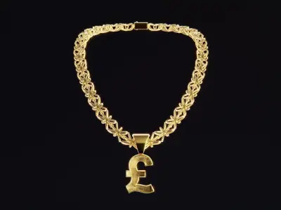 British Pound Chain Low-poly 3D model