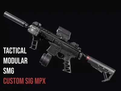 Tactical modular custom SMG  Sig Sauer MPX Low-poly 3D model