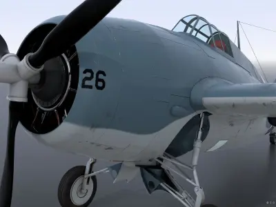 F4F-3 WILDCAT F26 Low-poly 3D model