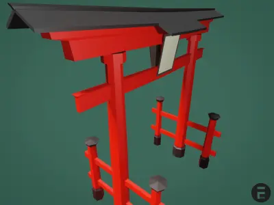 Torii gate Low-poly 3D model