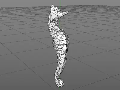 Seahorse low poly gold Low-poly 3D model