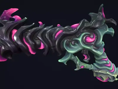 Fantasy undead pistol  Low-poly 3D model