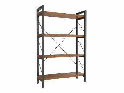 Store Industrial Shelf Bookcase Metal and Wooden 3D model