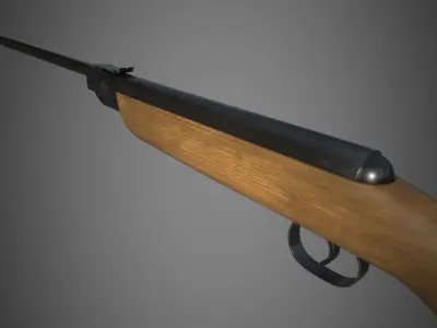 Airgun PBR wooden rifle Low-poly 3D model