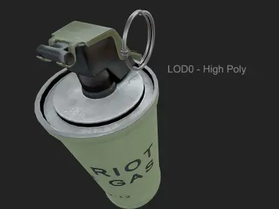 Tear Gas Grenade PBR Game Ready Low-poly 3D model