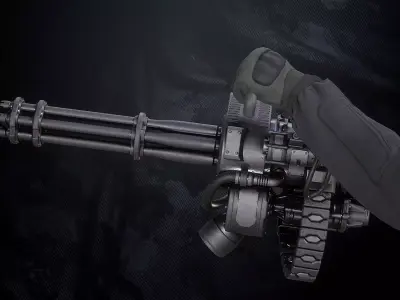 Q-Old Minigun UE and Unity Packs With FBX And Textures Low-poly 3D model