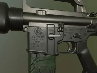 M16A1 rifle Low-poly 3D model