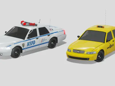 New York Police and Taxi cars Free 3D model