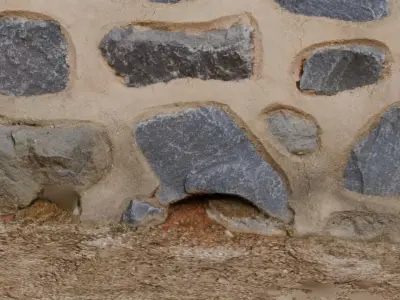 Korean Traditional Tiled Stone Wall 3D model